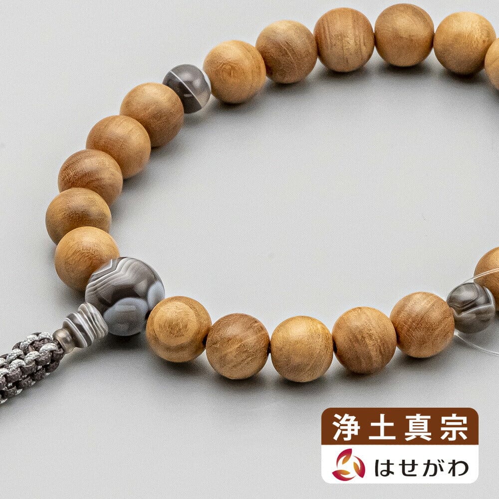 数珠 真宗 日本の木 桜 縞メノウ仕立て | お仏壇のはせがわ公式通販