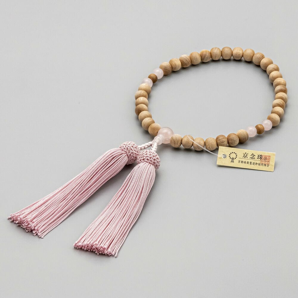 数珠 日本の木 桜ローズクオーツ正絹房灰桜婦人 | お仏壇のはせがわ 
