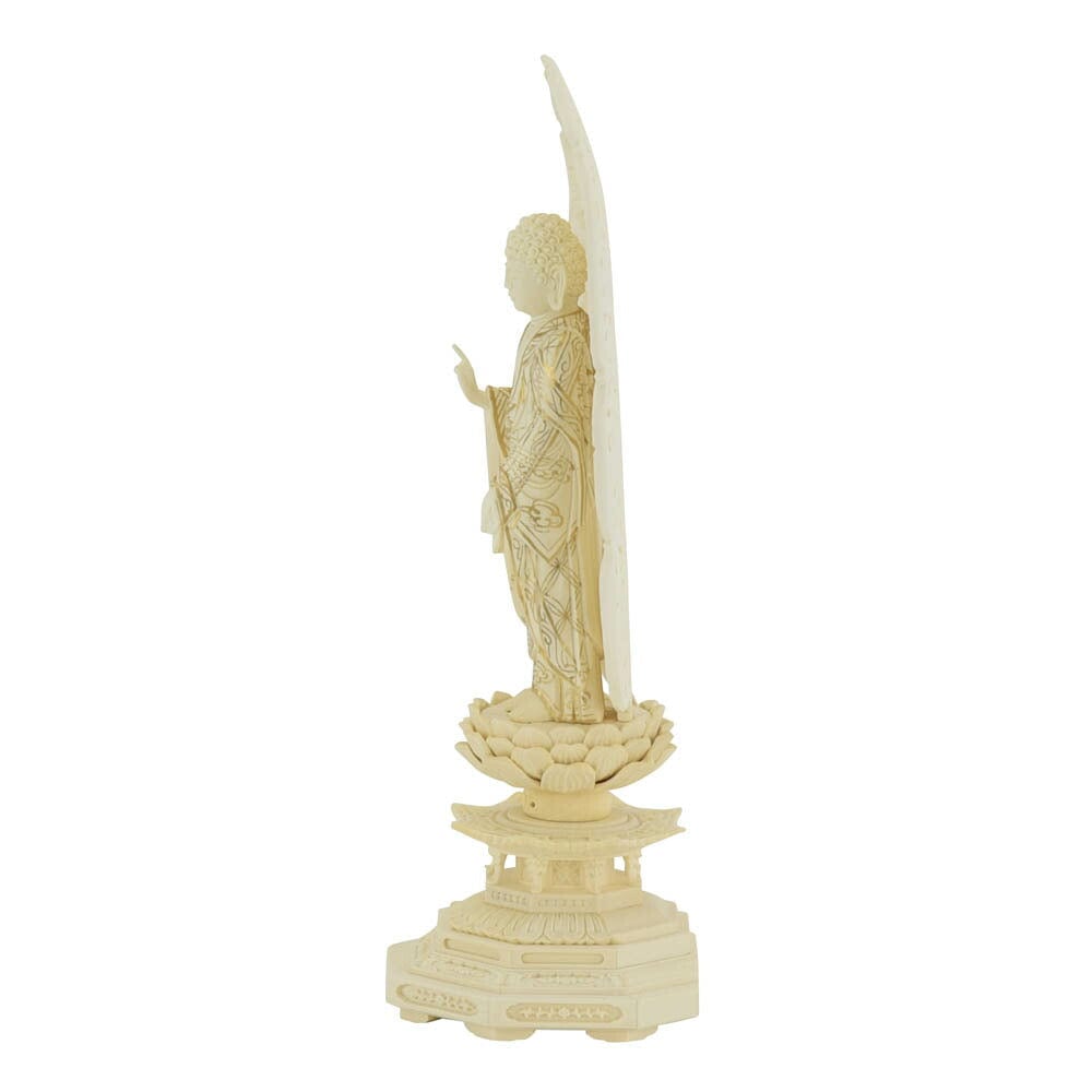 仏像 浄土 ツゲ 八角 金粉紋様 3.5寸 | お仏壇のはせがわ公式通販