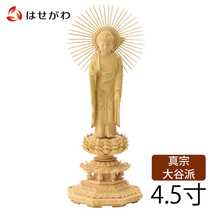 仏像 東立弥陀 阿弥陀如来 樟 楠 クス ケマン座 4.5寸 - 美術、工芸品