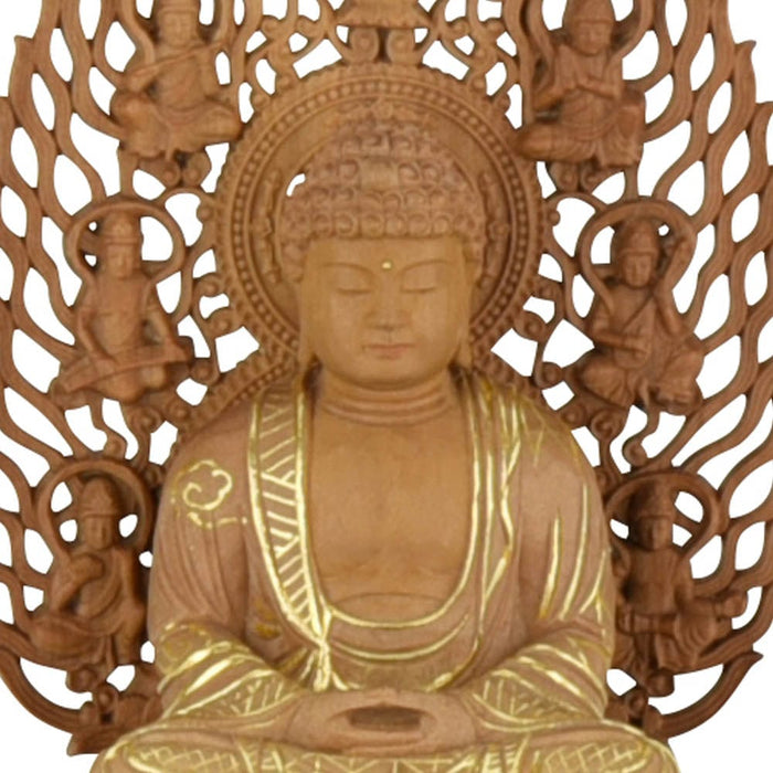 仏像 座釈迦 白檀 八角飛天 金粉紋様 2.5寸 | お仏壇のはせがわ公式通販